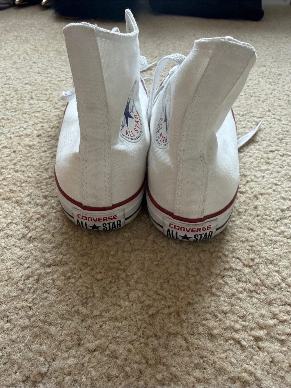 Converse White High Top Sneakers with Red Trim - Picture 3 of 7